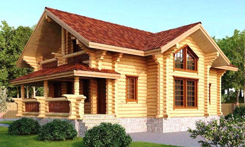 Проект деревянного дома из оцилиндрованного бревна, 151 м2