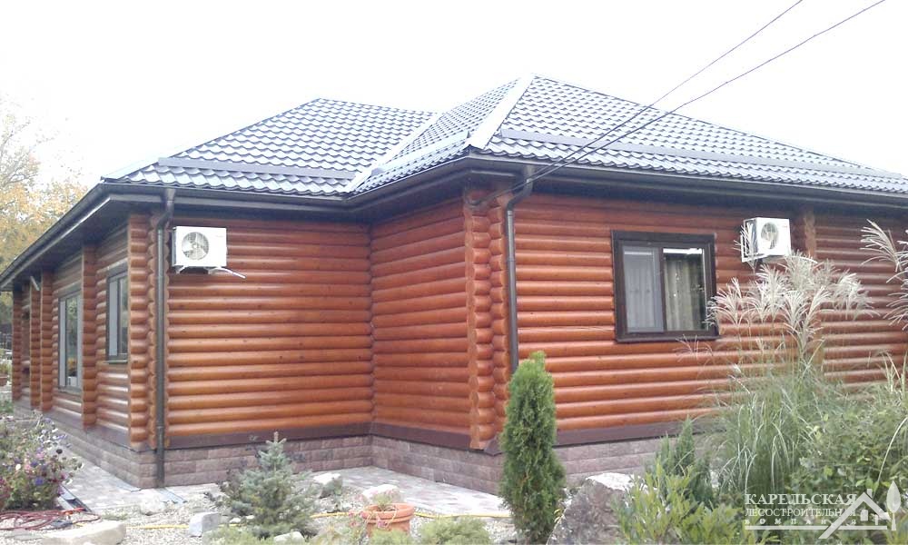 Одноэтажный дом из оцилиндрованного бревна, 200 м2, ст. Ставропольская
